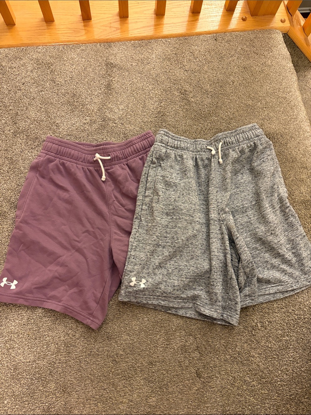 Under Armour Men's Purple and Gray Athletic Shorts Duo